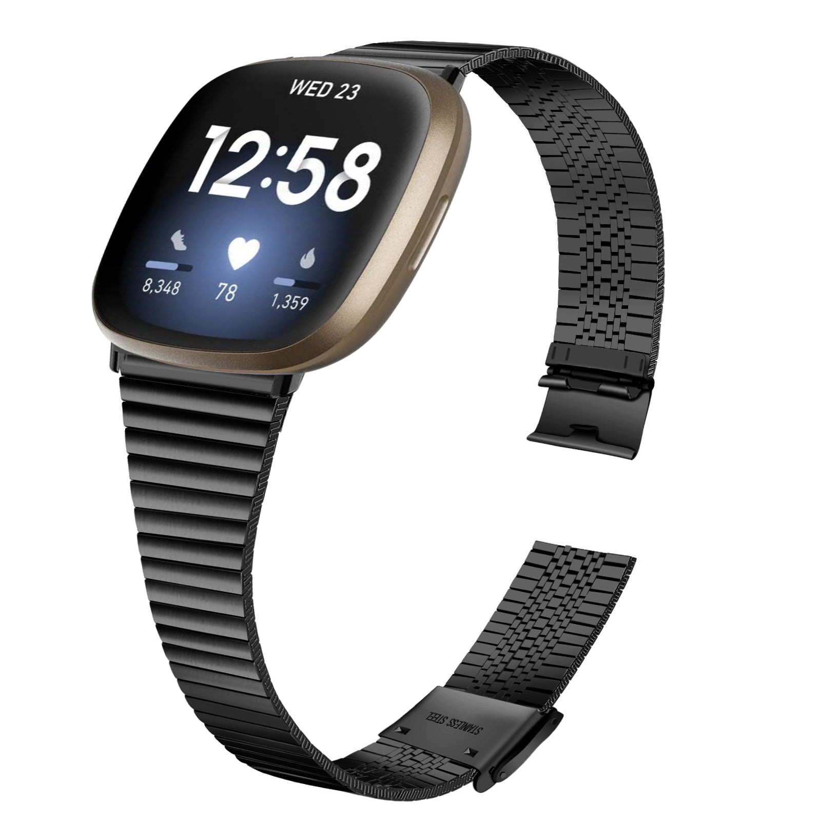 For Fitbit Versa 4 Sense 2 Adjustable Stainless Steel Watch Band Replacement Wrist Strap For Fitbit Versa 4 Sense 2 Adjustable Stainless Steel Watch Band Replacement Wrist Strap